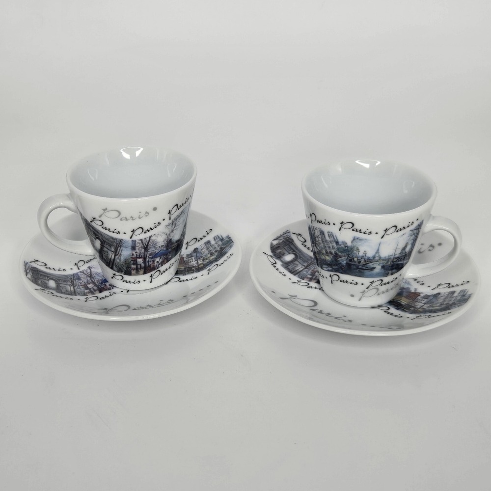 Set Of 2 Espresso Demitasse 2 cups &‎ 2 saucer by ARTERTRE Paris France